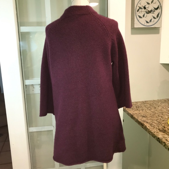 Eileen Fisher 100% wool pockets plum sweater 3/4 sleeves coat - Picture 11 of 16